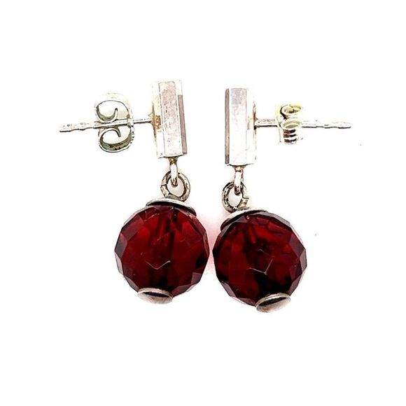 Red Ball Drop Earrings - Picture 1 of 8